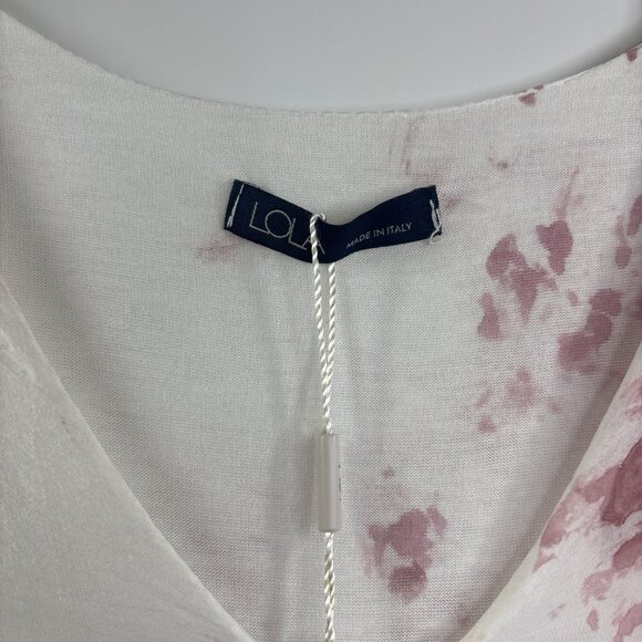 Lola Women's Silk Blend V-Neck 3/4 Sleeve Blouse Crochet Size S White/Rose NWT - Picture 9 of 10